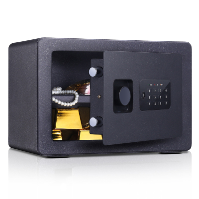 得力deli保险箱家用小型迷你保险箱双保险防盗保险柜入墙入柜高25cm电子密码款黑色33515