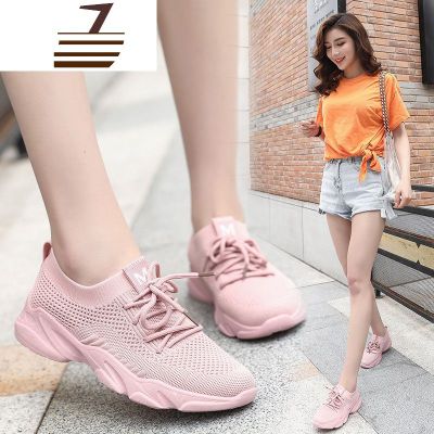 尗卡运动鞋女2020新款韩版百搭飞织网面透气轻便跑步鞋学生休闲鞋