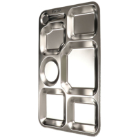 赞属 新型小匙七格304不锈钢餐盘 38*27*2.2cm*20个 组