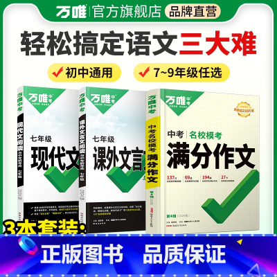 3本套装❤[现代文+文言文+满分作文] 九年级 [正版]满分作文现代文文言文阅读套装2024全国初中大全素材七八九年级语
