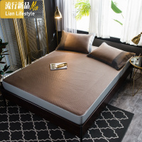 藤席天然纯藤1.8米床冰丝凉席床笠款可折叠空调席子三件套夏季 三维工匠