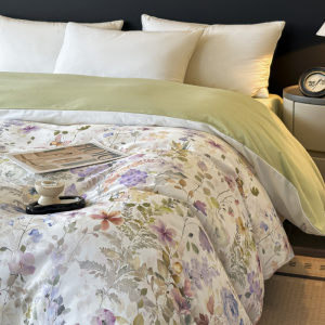 秋冬厚实感生态磨毛100全棉被套单件单买纯棉小清新印花被罩150