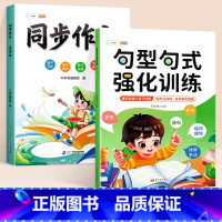 [同步作文 2本]句型句式+同步作文 下册 小学五年级 [正版]句型句式强化训练小学生语文修改病句标点符号仿写扩写句子专