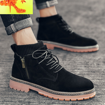 马丁靴男鞋子男潮鞋高帮鞋英伦风中帮工装靴子男鞋冬季雪地靴男靴简畅