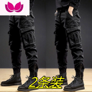 七斓春季工装裤男潮牌宽松束脚休闲裤多口袋耐磨耐穿潮流青年工作裤子