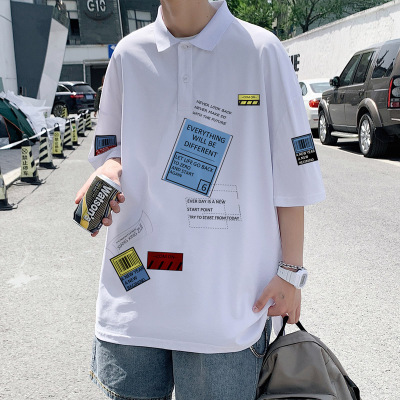 侯七爷(HOUQIYE)Polo衫男夏季新款青少年短袖t恤潮流学生翻领体恤潮牌ins百搭半袖男装