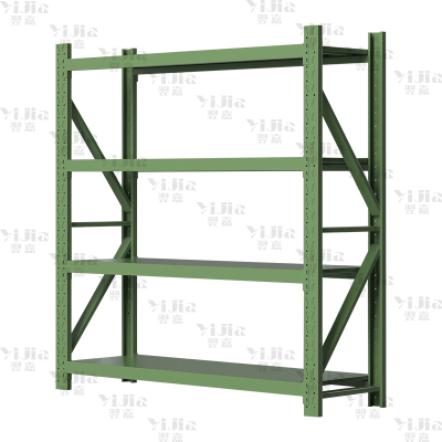 翌嘉 仓储货架库房置物架中型货架军绿色主架1500*500*2000mm/200kg