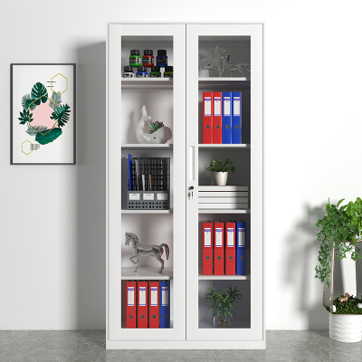 臻远文件柜办公柜钢制铁皮柜资料档案储物柜拆装窄边柜纯白色加厚款 通玻