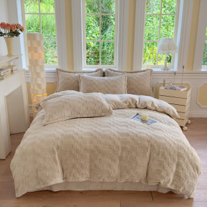 彼加曼 BGM-T2537 6D全消光皮草绒保暖四件套-奶咖(被套200*230cm)