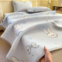 卡通冰豆豆凉席三件套夏天儿童冰丝席宿舍单人空调席可机洗软席子_430