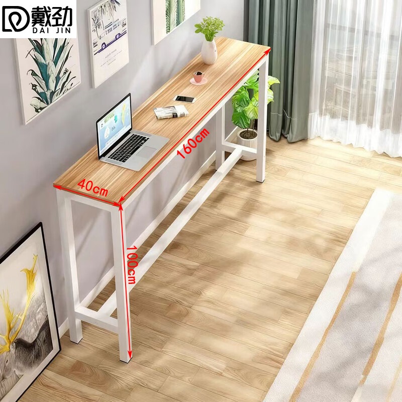 戴劲家用吧台奶茶店高脚桌靠墙商用长条桌酒吧台桌椅组合160*40*100单桌