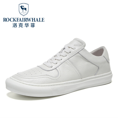 RockFairwhale洛克华菲小白鞋男2020低帮百搭潮鞋真皮透气白色板鞋男韩版休闲鞋头层牛皮休闲运动鞋R9806