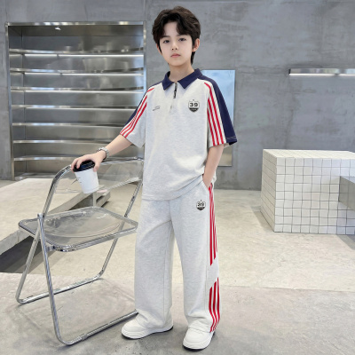 男童夏装套装2026新款中大童夏季男孩薄款宽松儿童polo衫短袖运动