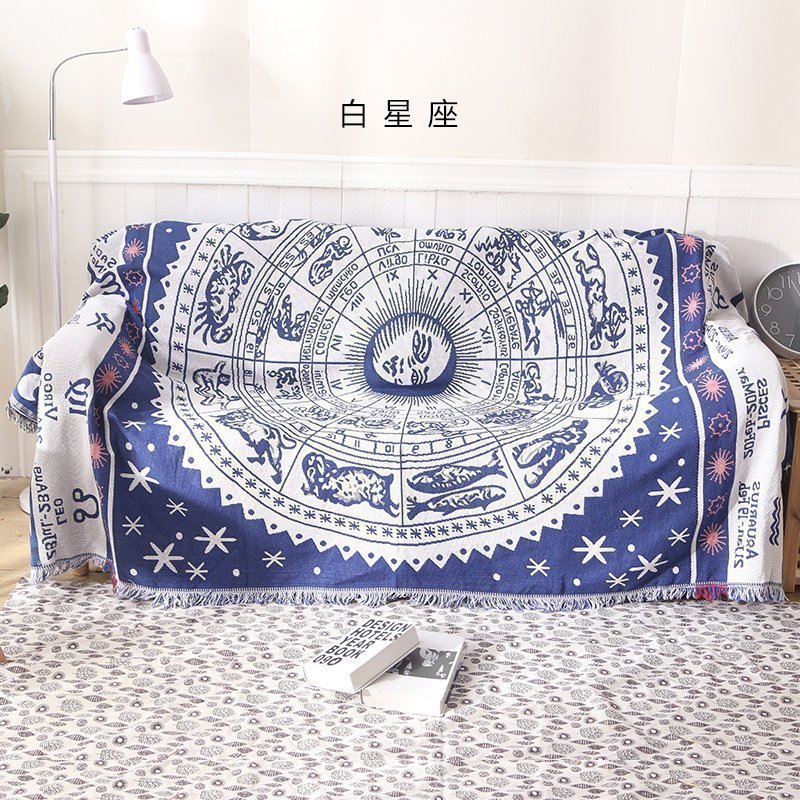 家柏饰(CORATED)沙发巾全盖布北欧沙发垫套毯冬季加厚弹力通用懒人沙发罩 白星座 230*275