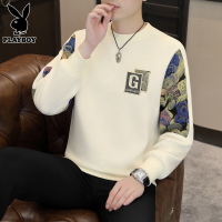 花花公子新中式卫衣男士秋季潮流打底衫小熊刺绣长袖T恤男春秋款