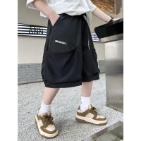 男童黑色工装短裤夏季2025新款外穿儿童五分裤子薄款男孩中裤帅气