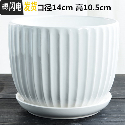 三维工匠花盆陶瓷大号特大简约家用绿萝吊兰多肉绿植白色花盆 S1白艺术单个 中等花盆容器