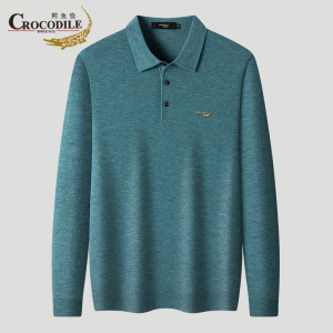 鳄鱼恤CROCODILE 专款男士POLO衫商务休闲长袖T恤透气翻领时尚POLO