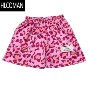 HLCOMAN美式高街粉色豹纹短裤男学生宽松直筒休闲夏季运动篮球三四分裤子