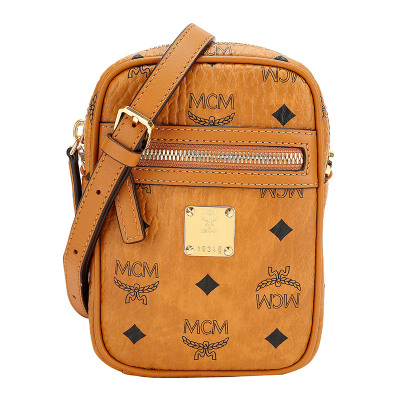 MCM男女中性新款黑色人造革超迷你腰包单肩斜挎包两用包礼物情侣包MMRAAKC17QH001