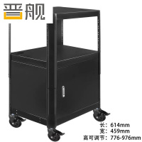 晋舰电脑设备架推车机房培训检测车打印机移动工作台黑色带柜款