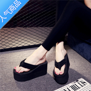 SUNTEK2022夏季超高跟人字拖女 8厘米厚底防滑松糕沙滩鞋休闲凉拖鞋新款