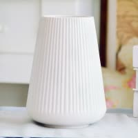 花瓶摆件 客厅 插花 陶瓷 家装摆设花 干花水培百合现代简约花器 三维工匠 灰色大号