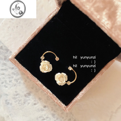 JiMi春日玫瑰20223新款潮耳夹原创复古法式优雅轻奢花朵25银耳饰耳钉