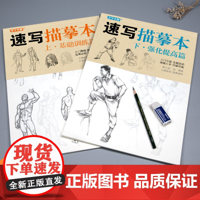 速写描摹本上下2册/基础训练篇+强化提高篇 高级速写人物绘画临摹本入门零基础书教材超级线条浅印联考风暴