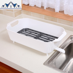双庆厨房用品碗盘收纳架塑料沥水架碗篮架碗筐碗碟水果蔬沥水架 三维工匠 白色