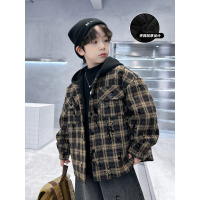 男童秋冬款外套夹棉加厚新款中大童冬装儿童二棉冬季格子棉服