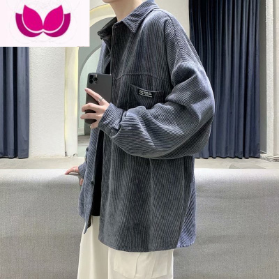 七斓灯芯绒夹克外套男日系复古宽松学生百搭潮流港风长袖衬衫男