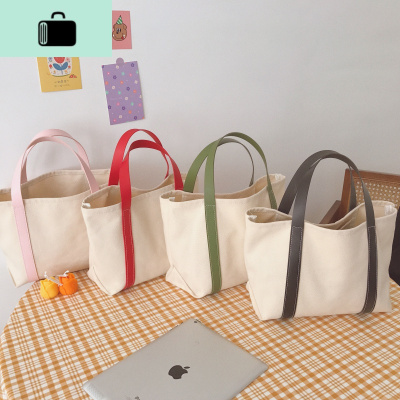 唐糖包袋/ins博主推荐简约款手拎帆布袋pu肩带手提包大容量帆布包NEW LAKE女士单肩包