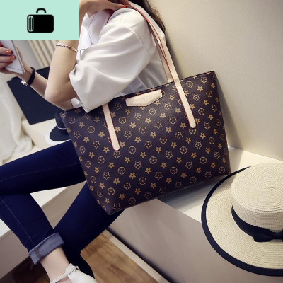 [大容量]2019新款印花韩版单肩包女欧美学生简约手提包托特女包NEW LAKE女士单肩包