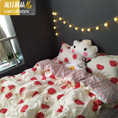 ins莓小清新卡通床单3四件套被套儿童宿舍寝室三4件套床上用品 三维工匠