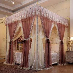 家柏饰(CORATED)双层纱帐蚊帐公主1.8m1.5床家用公主风床幔2米床免安装三开纹帐