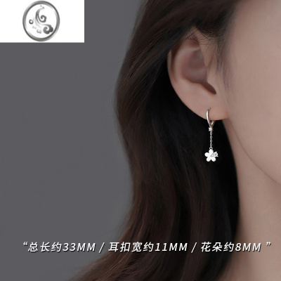 JiMi[]925银银花朵耳环女2022年新款耳钉小众设计感轻奢夏耳饰