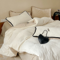 高克重提花加厚毛毛边牛奶绒四件套珊瑚绒被套床单床笠冬季保暖