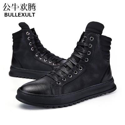 公牛欢腾2019高帮鞋男鞋秋冬季新款潮鞋真皮板鞋韩版潮流靴子短靴男士鞋子马丁靴