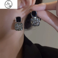 JiMi耳环2023年新款潮秋冬高级感轻奢网红耳钉韩国气质百搭黑色耳坠女