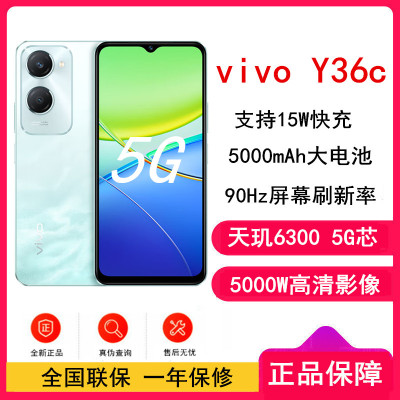 vivo Y36c 远山青 8GB+128GB 天玑6020八核 双卡5G 5000毫安大电池 15W闪充 1300万影像手机 Y36