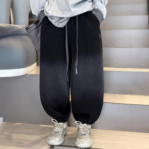 男童加绒裤子秋冬款新款大童冬装儿童装冬季一体加厚运动卫裤