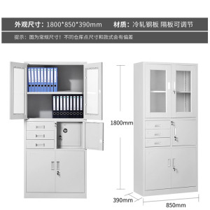 风雷动钢制文件柜办公资料柜铁皮档案柜带锁储物柜财务凭证柜