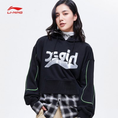 李宁xXGIRL联名款卫衣女士套头衫连帽休闲春季针织运动服