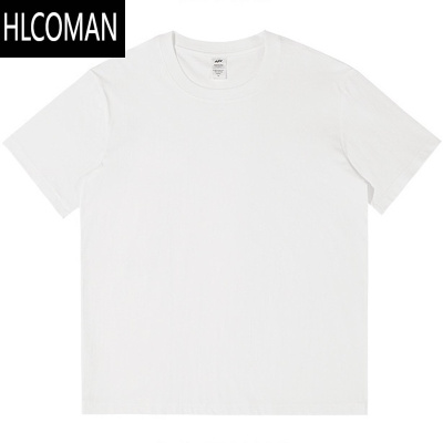 HLCOMAN230gT恤男正肩基础款复古纯色体恤打底衫厚实白色短袖女