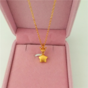 时尚新款越南沙金项链欧币金皇冠星星吊坠镀金项链男女款仿金饰品送女朋友老婆情人节七夕生日礼物