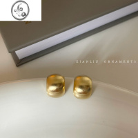 JiMi复古哑光金属耳钉女轻奢高级感洋气耳环2023年新款潮小众设计耳饰