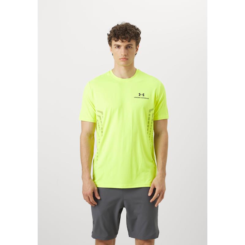 Under Armour/安德玛高弹力速干训练健身男士运动T恤亮黄色运动训