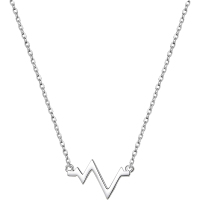 925心跳频率项链女纯银锁骨链小巧简约闪电小众冷淡风个性送女朋友老婆情人节七夕生日礼物