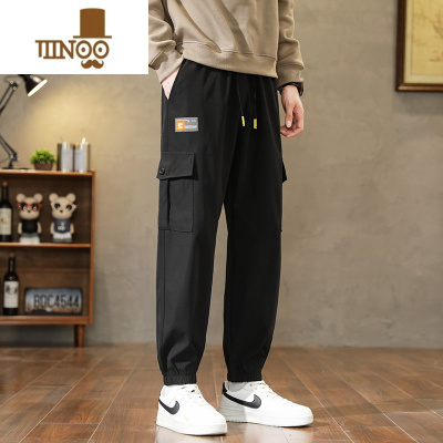 YANXU青少年裤子男士2023新款韩版潮流中学生休闲运动工装裤九分